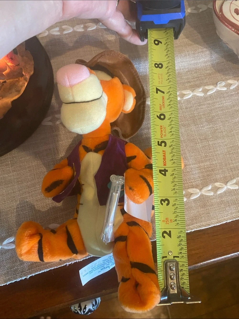 Disney Orange Tigger Plush with Purple Vest and Brown Hat